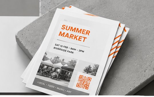 QR code printed on a flyer